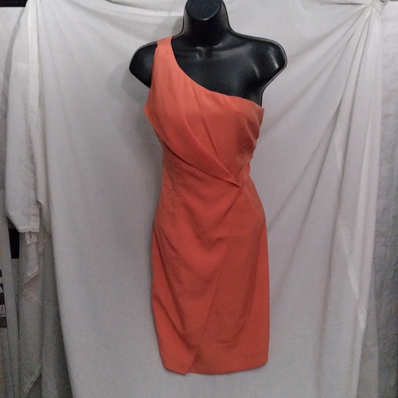 SACHIN + BABI Cantaloupe One-Shoulder Faux Wrap Dress, size 2 - Picture 3 of 11